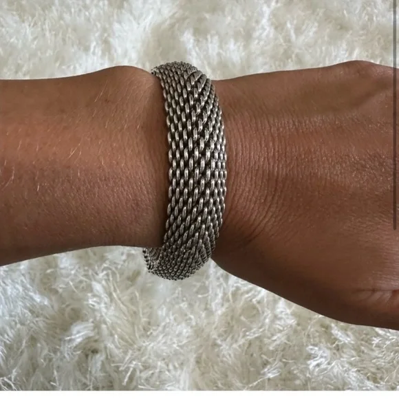 Tiffany & Co. Sterling Silver 925 Somerset Mesh Weave Bangle